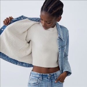 Zara Sherpa Lined Jean‎ Jacket Medium